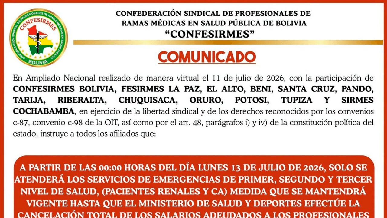 Profesionales de la salud restringen atención en el sistema público por retraso en el pago de salarios