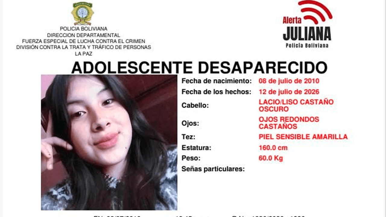 Buscan a Diana Belén Carrasco Jove, adolescente de 16 años desaparecida en la zona de San Pedro en La Paz
