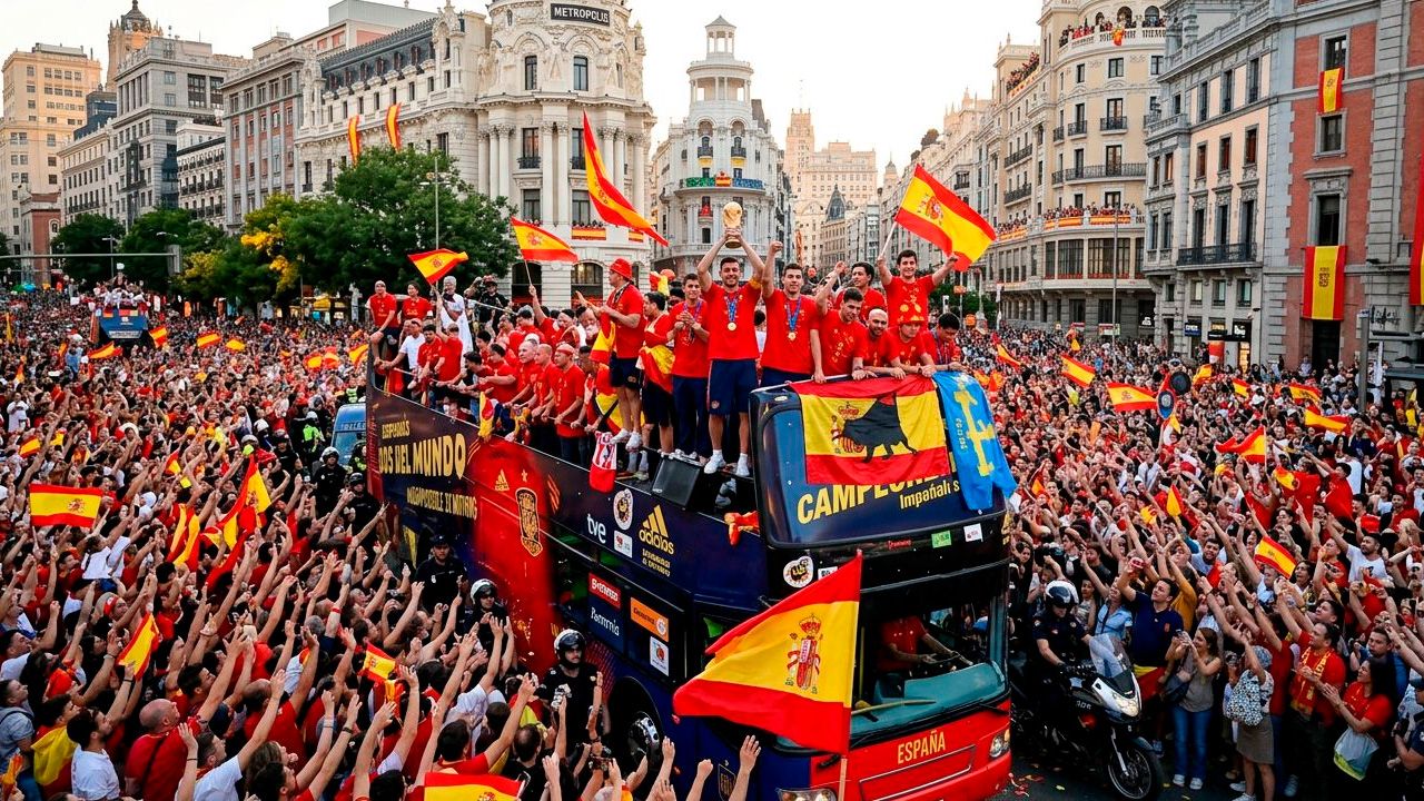España celebra el título mundial con un desfile en Madrid