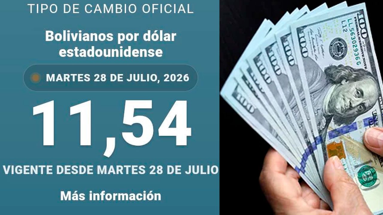 Tipo de cambio oficial flexible: Bs 11,54 por dólar para este martes