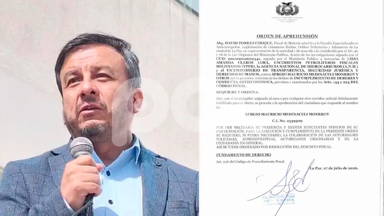 Fiscalía ordena aprehender a Medinaceli por el caso de la gasolina