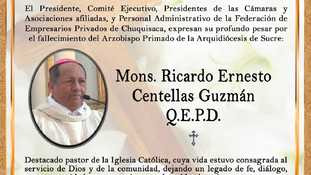  Iglesia Católica en Bolivia despide con oración a Monseñor Ricardo Centellas