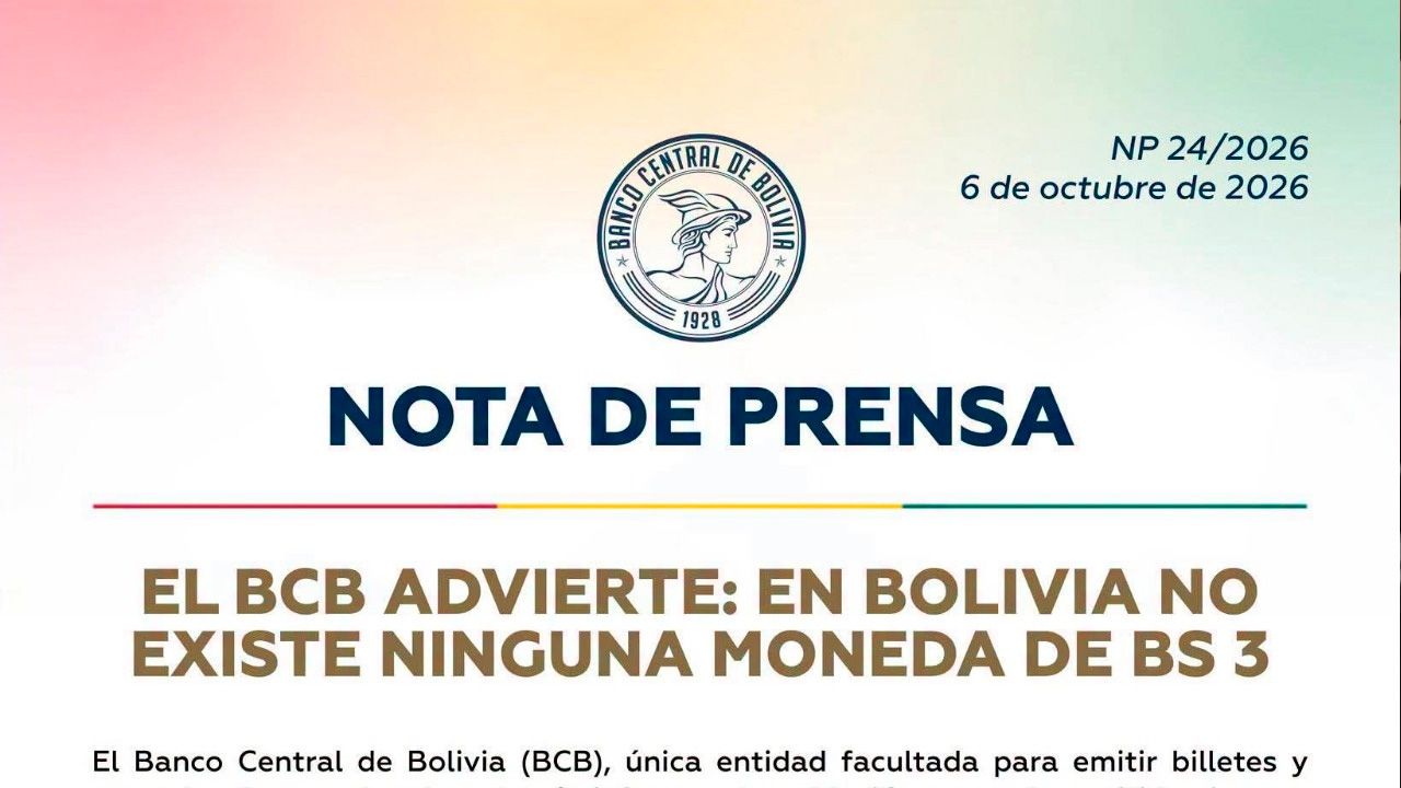 BCB advierte que no existe ninguna moneda de Bs 3