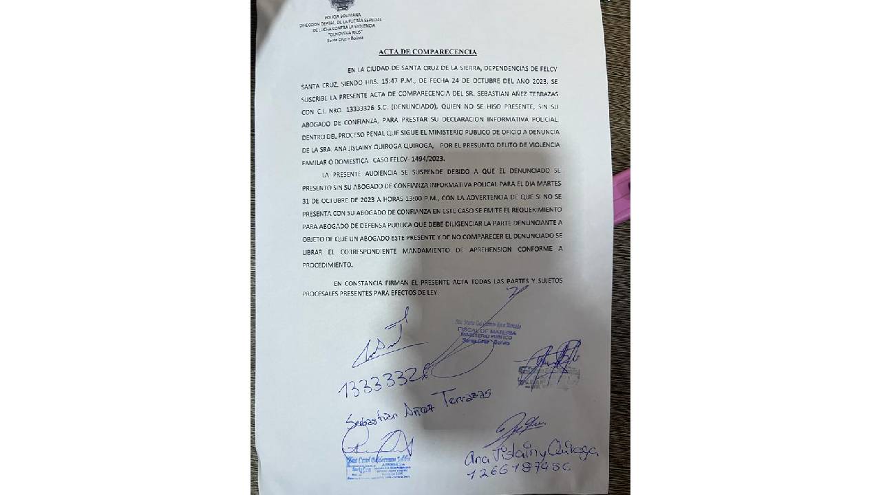 Caso de presunta agresión: Sebastián Áñez citado a declarar el martes