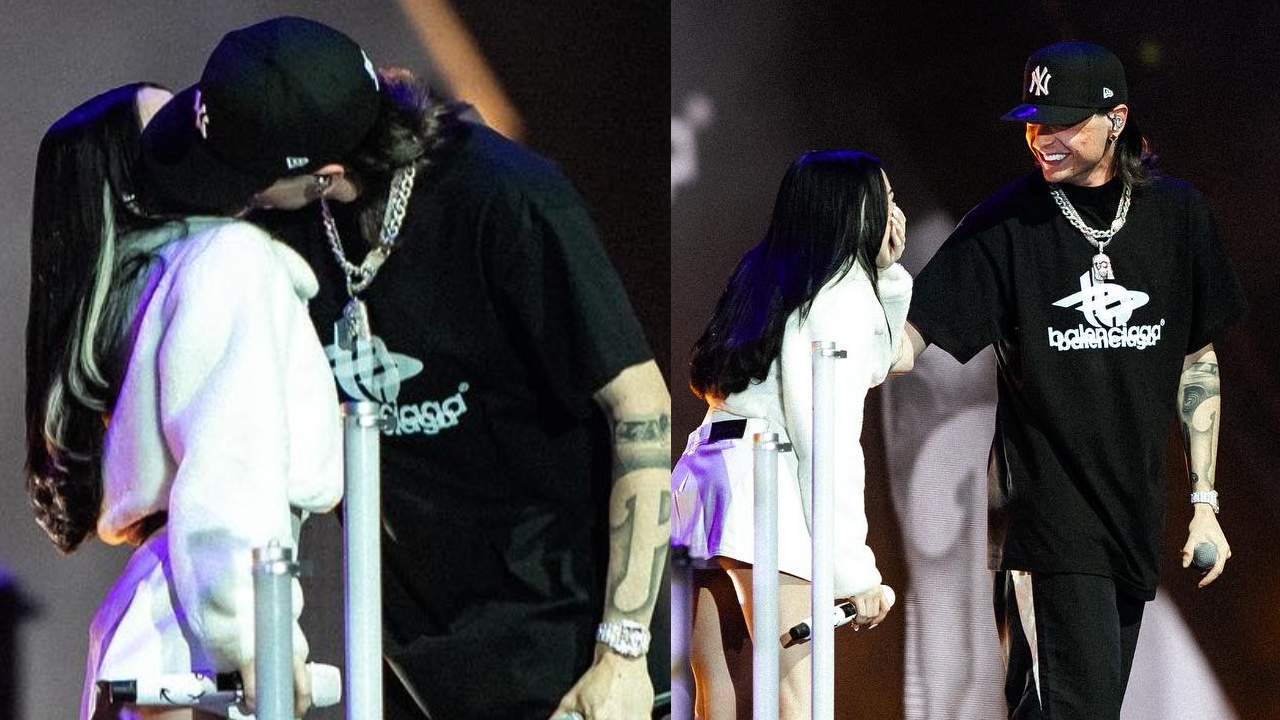 Nicki Nicole y Peso Pluma confirmaron su noviazgo con un beso en un Show de México