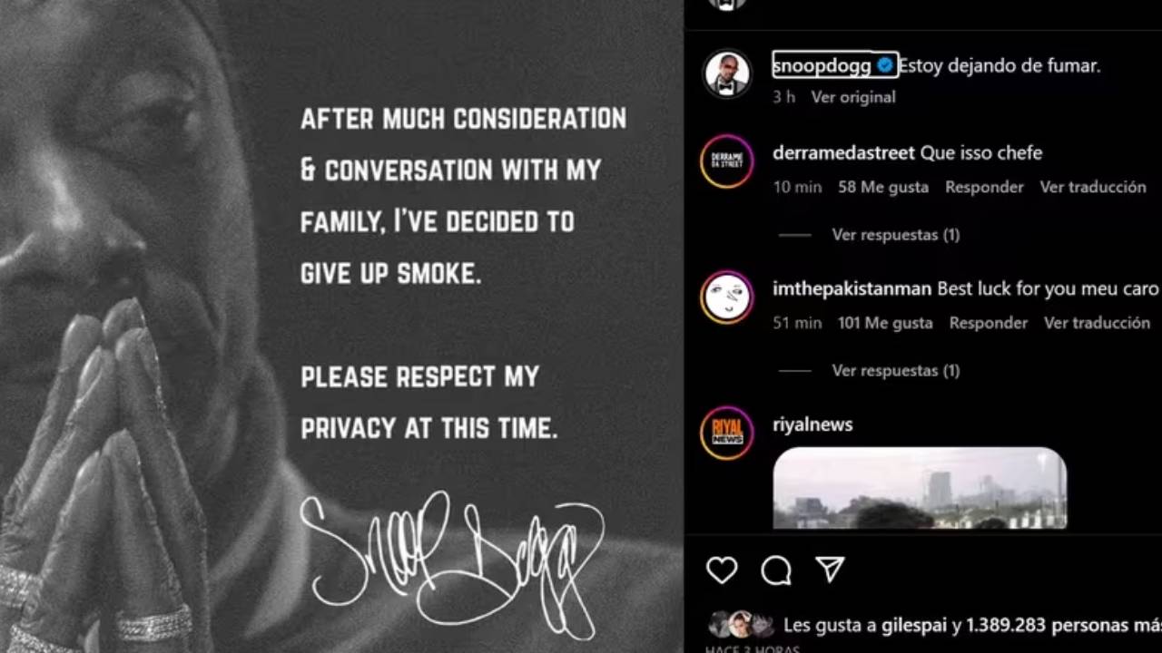 Snoop Dogg anunció que dejará de fumar marihuana: “Respeten mi privacidad”