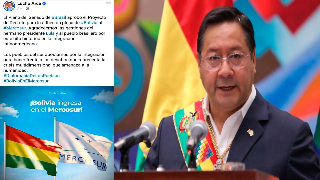 Luis Arce agradece a Lula da Silva y celebra la adhesión de Bolivia al Mercosur