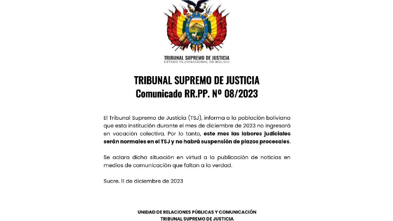TSJ no ingresará en vacación judicial el mes de Diciembre