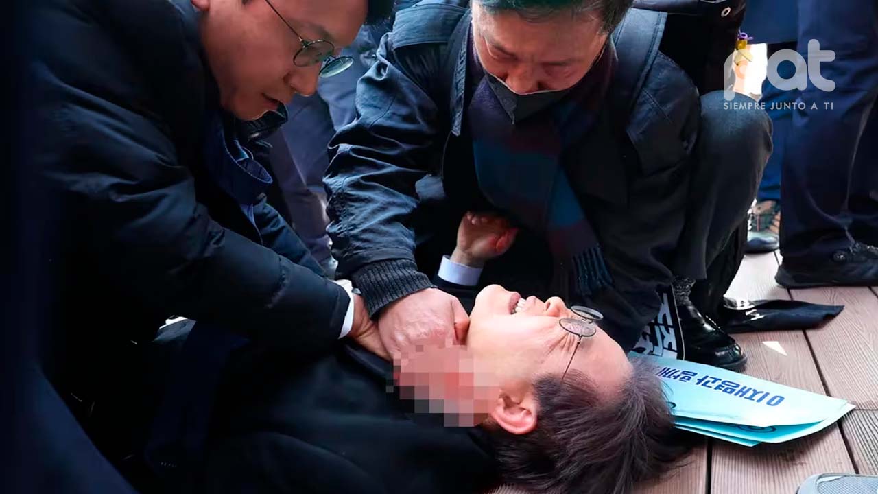 Atentado contra Lee Jae-myung, líder del Partido Democrático surcoreano durante acto público en Busan