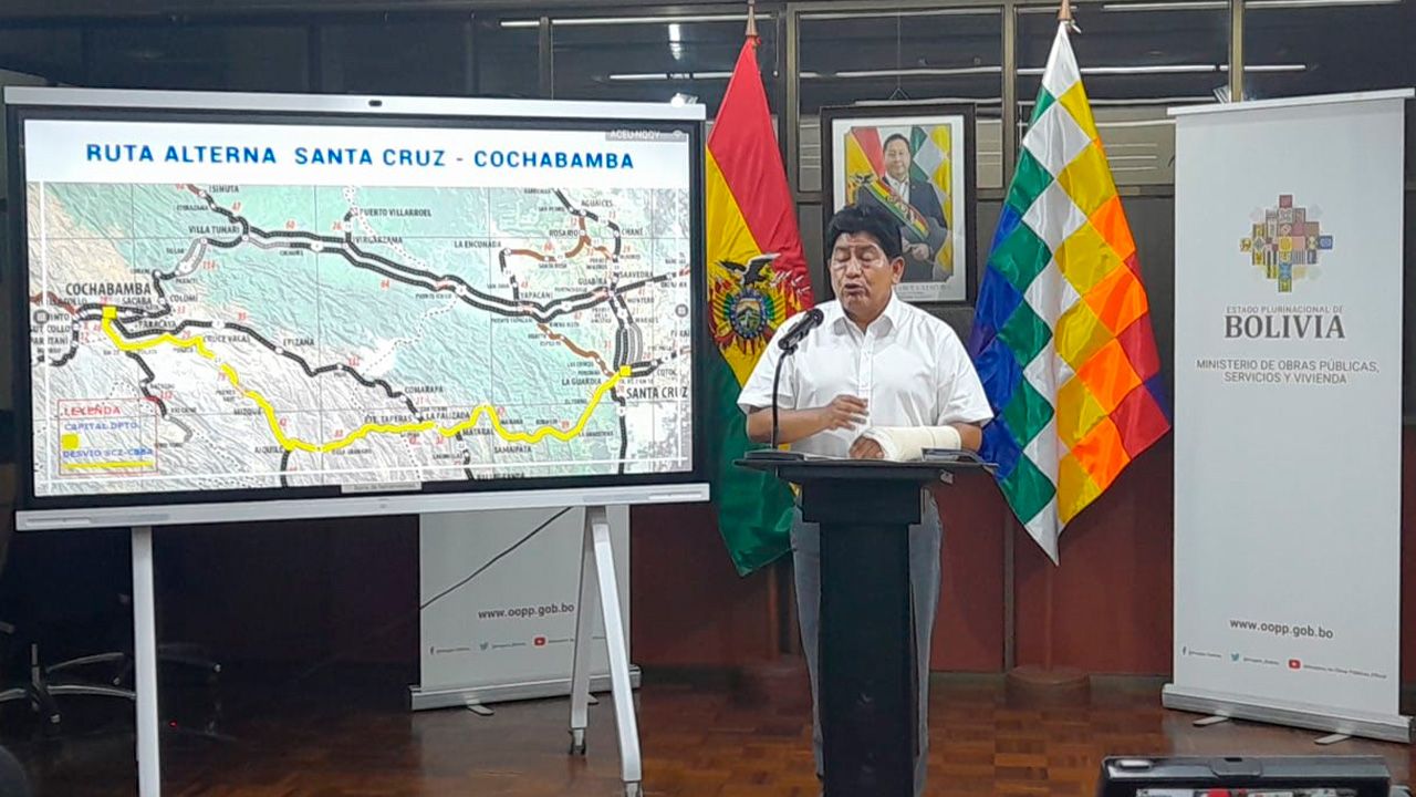 Ministerio de Obras Públicas habilita rutas alternas ante bloqueos en la carretera entre Cochabamba y Santa Cruz