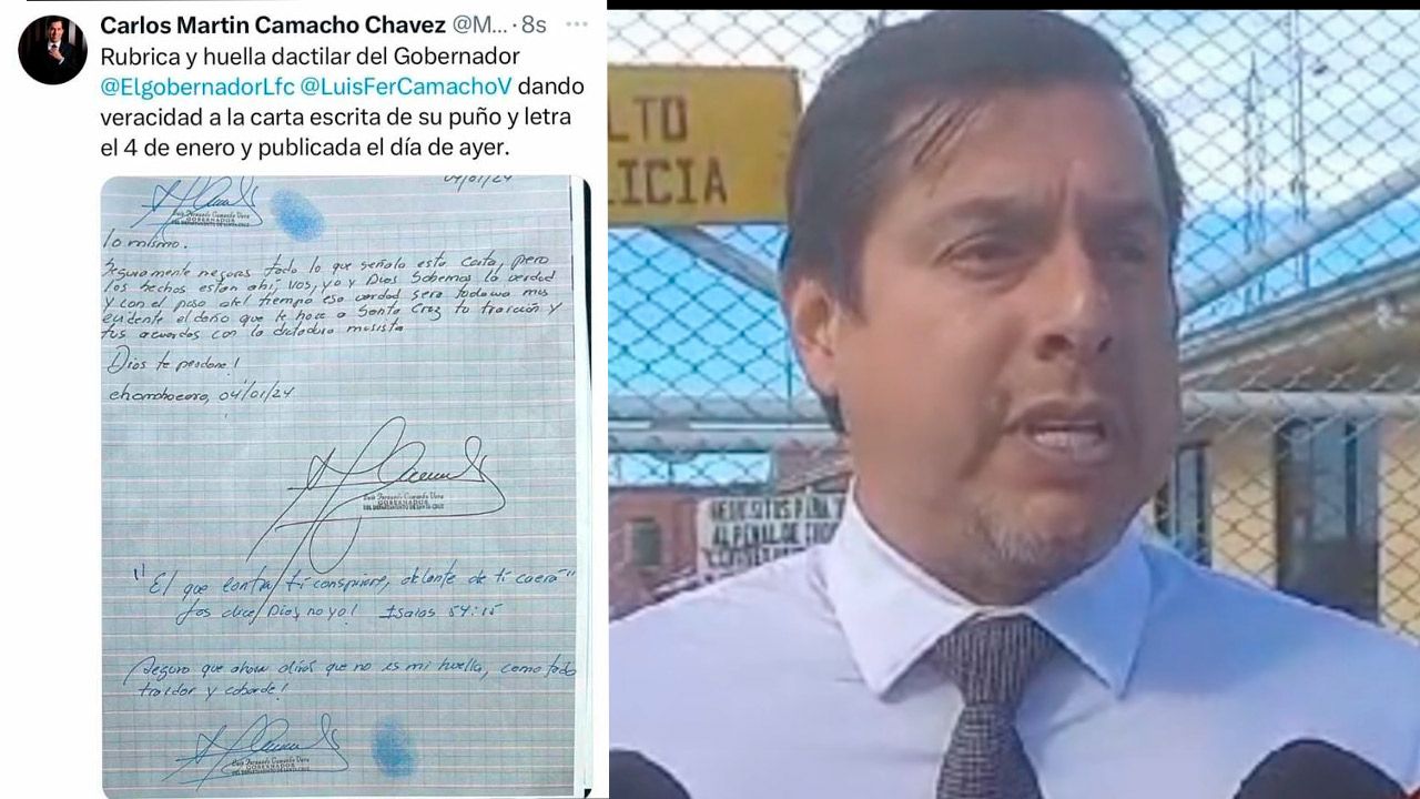  Abogado de Luis Fernando Camacho presenta carta con firma y huella dactilar del gobernador para disipar dudas