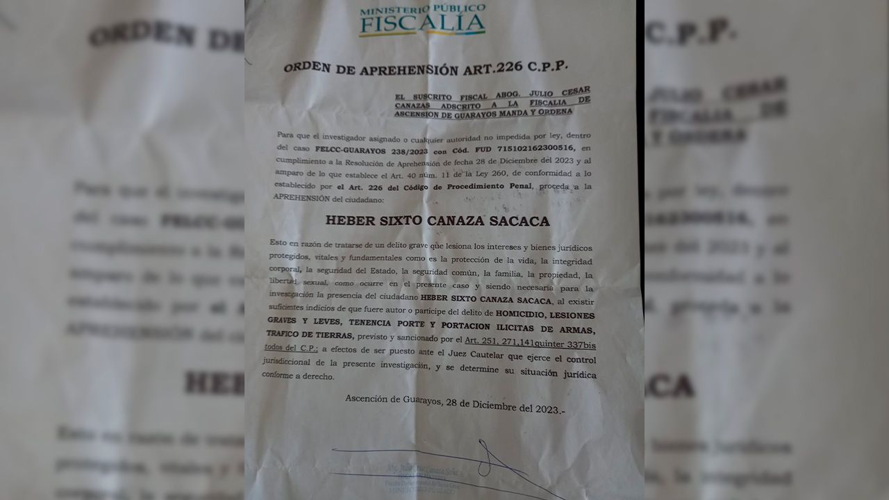 Heber Sixto Canaza Sacaca declara ante Fiscal por enfrentamiento en Pailitas
