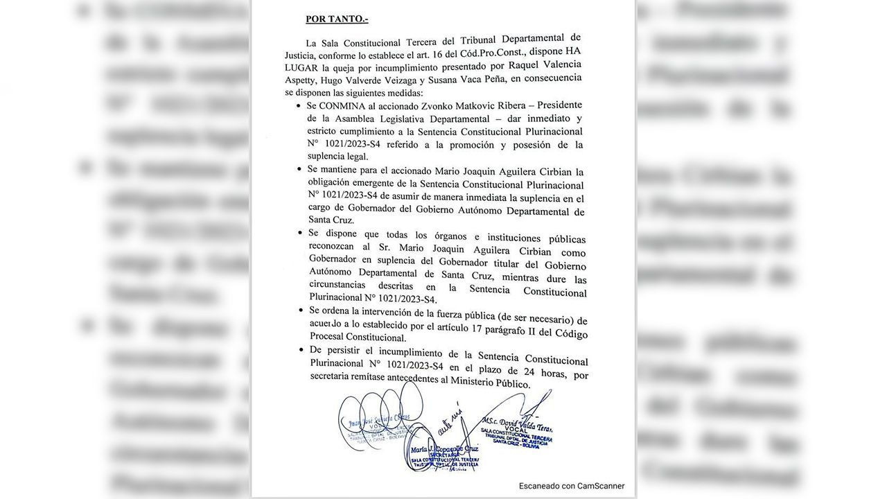 Tribunal Departamental de Justicia ordena posesionar a Mario Aguilera 