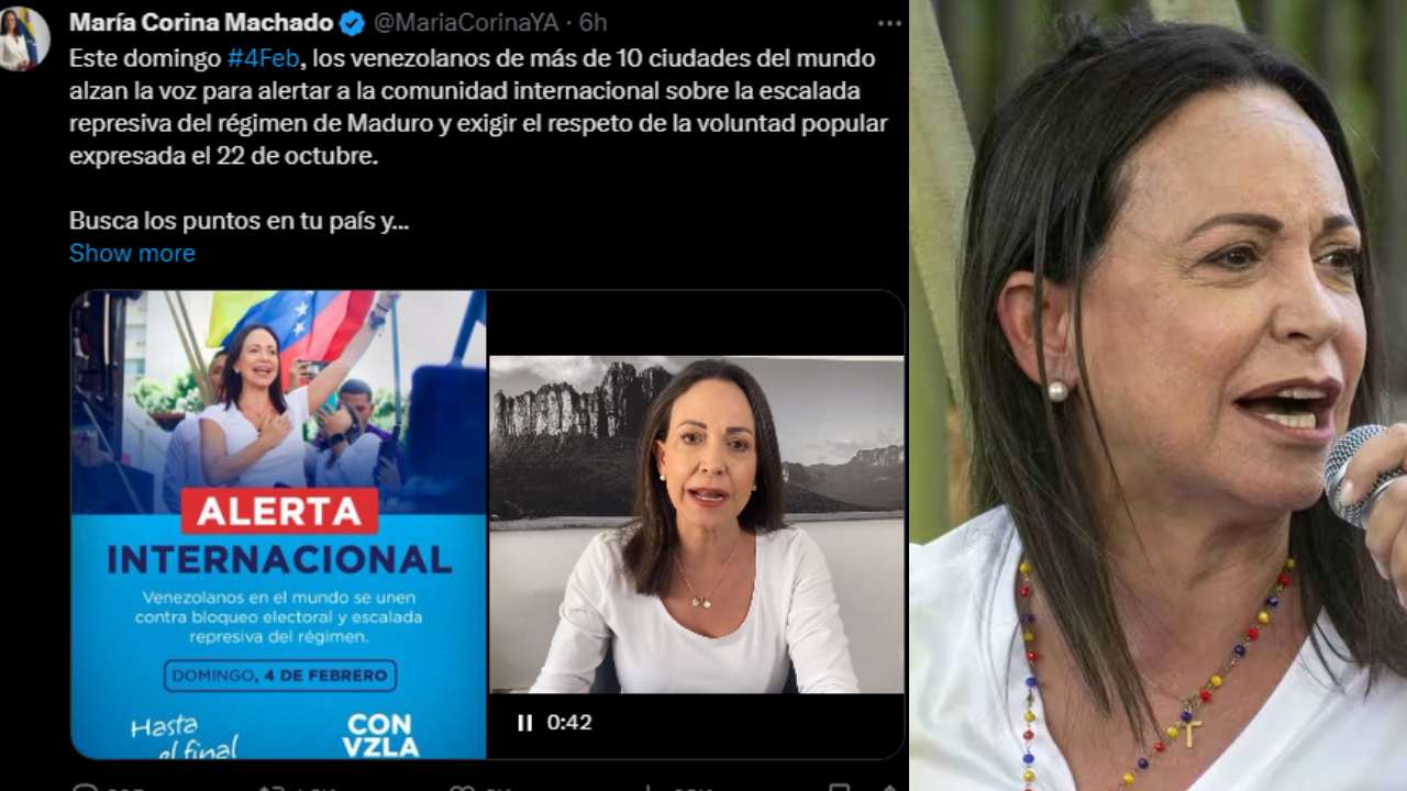 María Corina Machado convoca a protesta internacional contra Maduro por respeto a su candidatura 