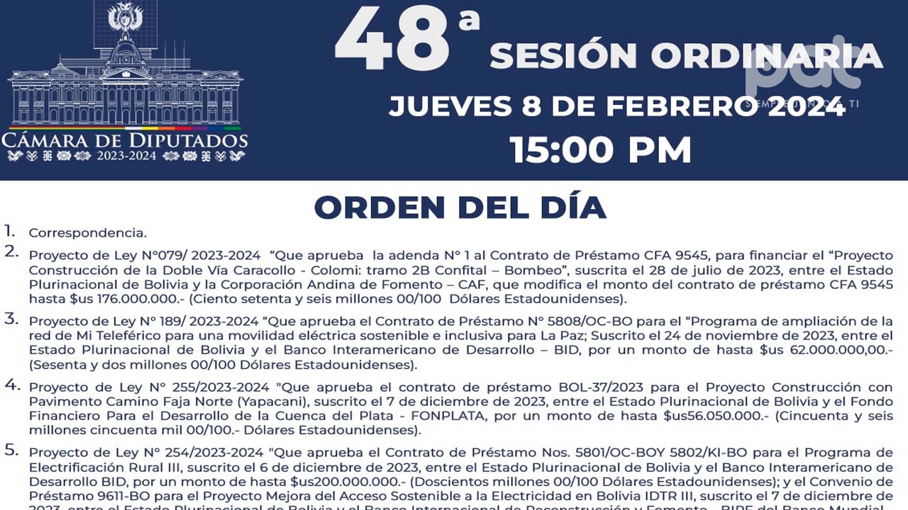 Cámara de Diputados modifica orden del día en Sesión N° 48