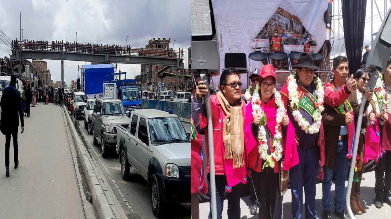 Alcaldesa de El Alto entrega pasarela y luminarias para fortalecer seguridad estudiantil