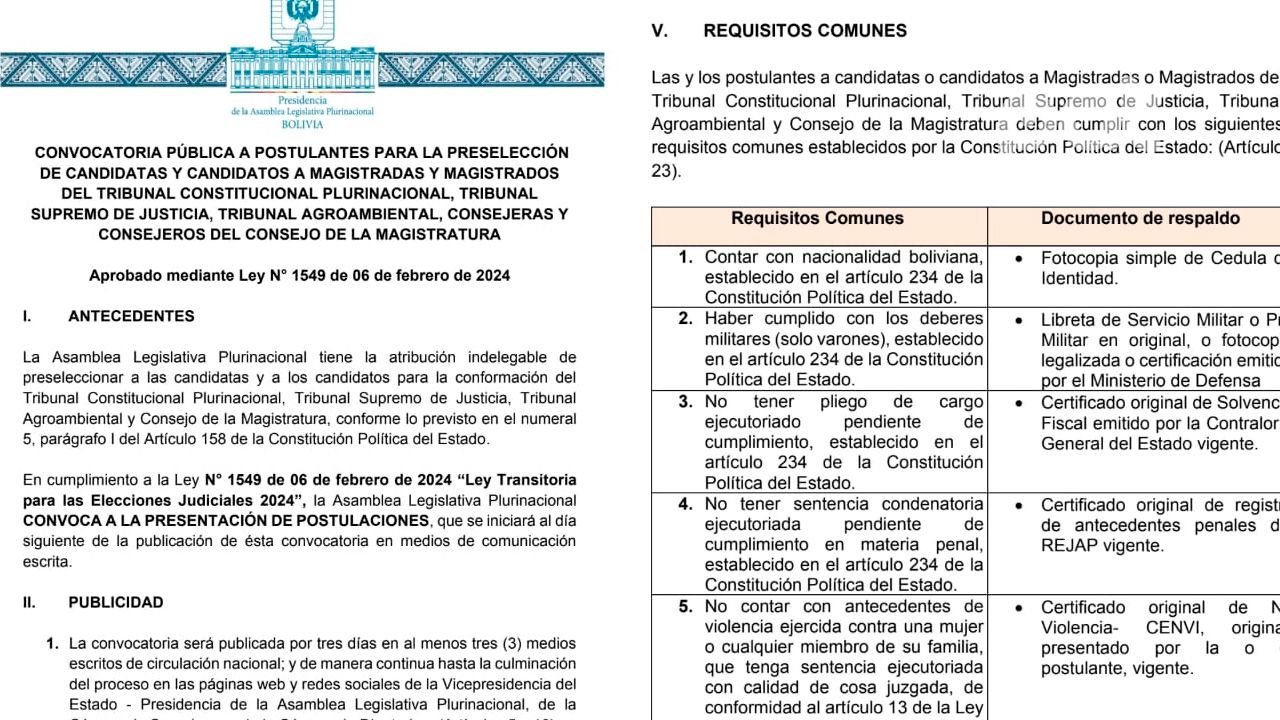 Convocatoria pública para preselección de candidatos a Magistraturas Judiciales 
