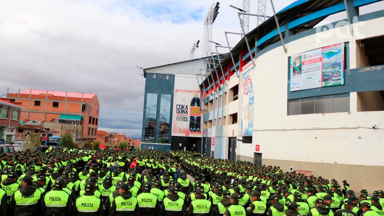 Preparativos en marcha para el primer partido de la Copa Libertadores en el Estadio Municipal de El Alto