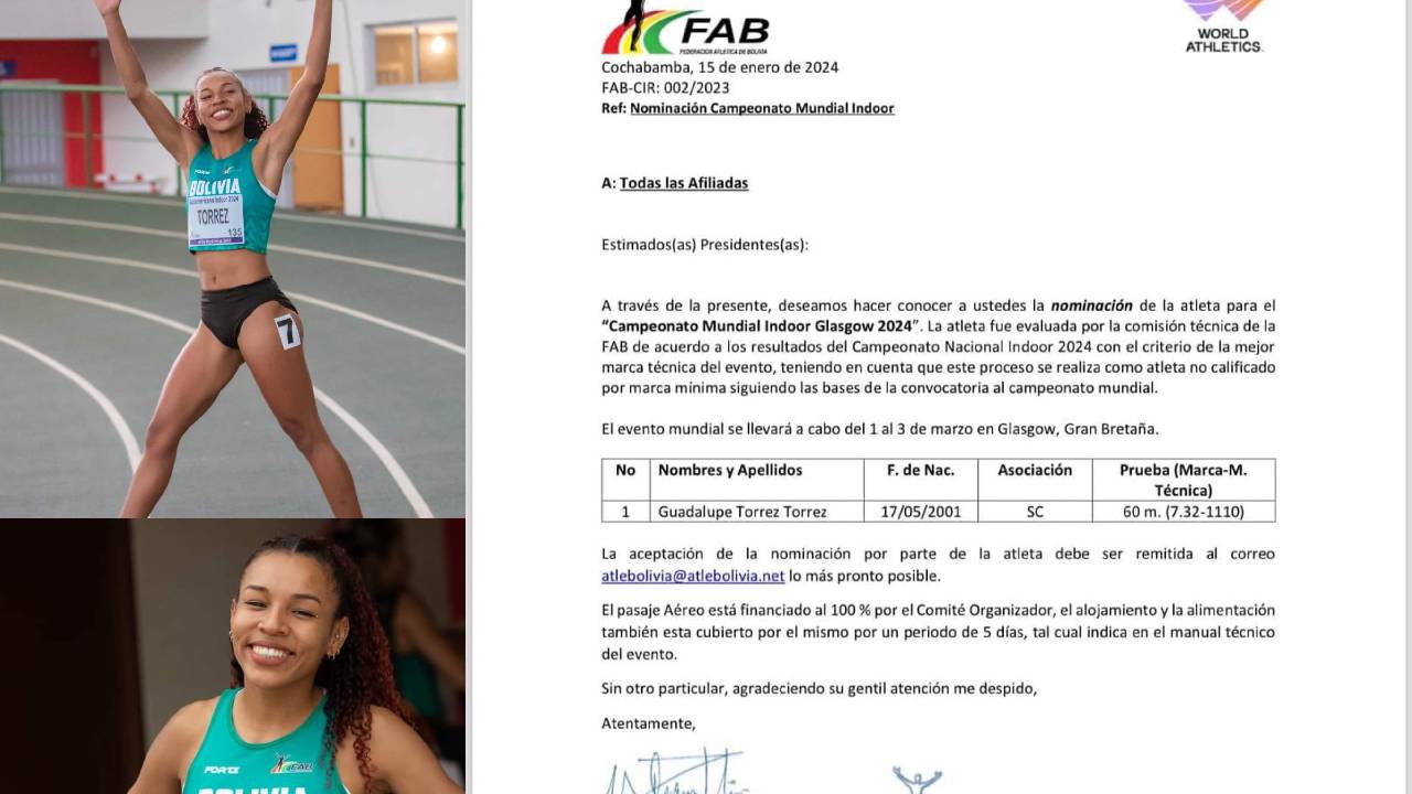Guadalupe Torrez, Orgullo Boliviano en el Campeonato Mundial de Atletismo en Pista Cubierta
